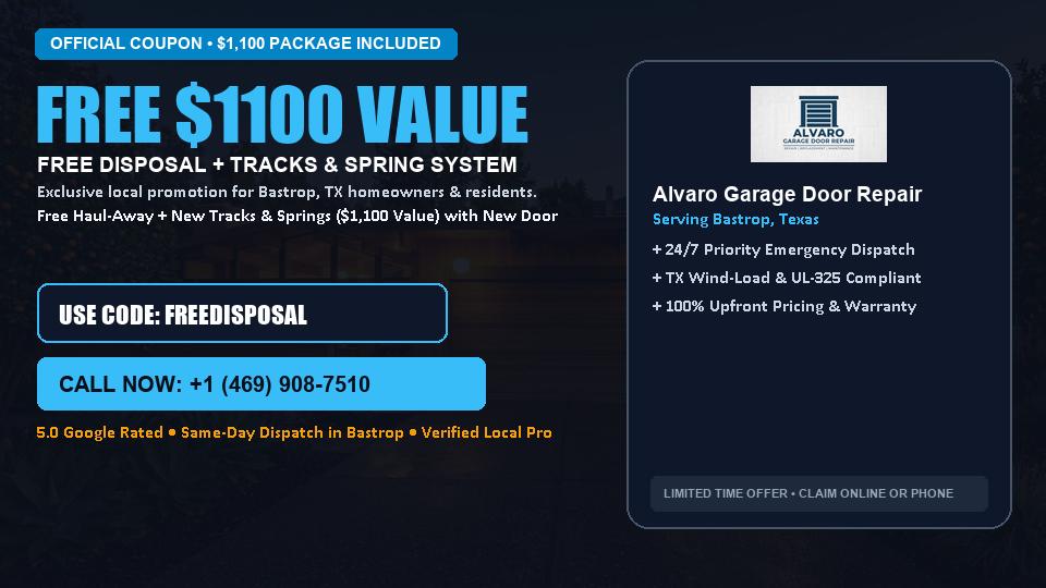 FREE Old Door Haul-Away & Heavy-Duty Tracks in Bastrop, TX - Alvaro Garage Door Repair