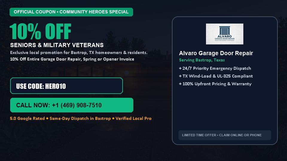 10% OFF Senior, Military & First Responder Discount in Bastrop, TX - Alvaro Garage Door Repair